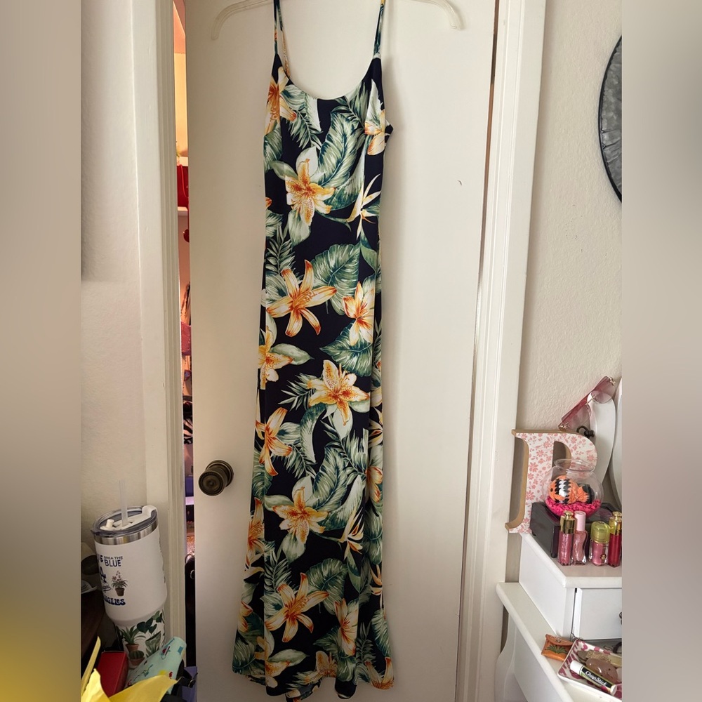 & Other Stories Black Maxi Dress with Yellow Floral Print